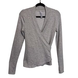 Athleta X-Small Gray Poise Wrap Sweater Long Sleeve Athletic Athleisure Yoga